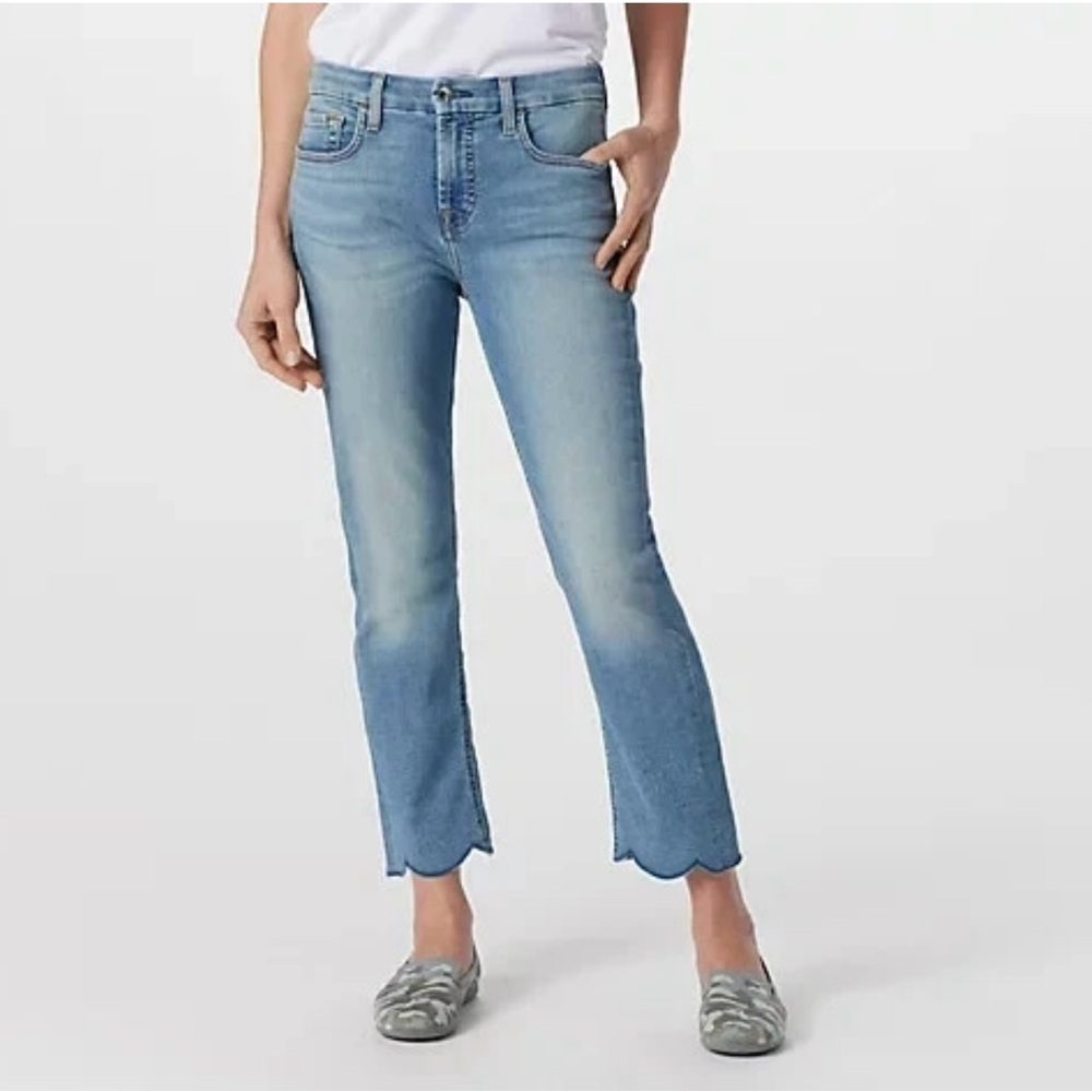 JEN7 by 7 for all Mankind Ankle straight Scalloped Hem Jean